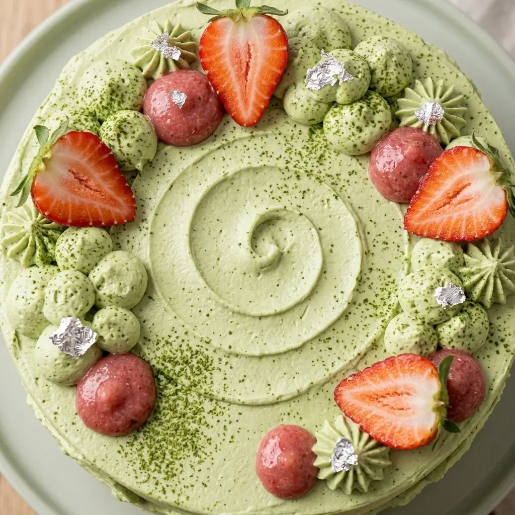 Matcha Strawberry Silver Cloud Cake - View 2