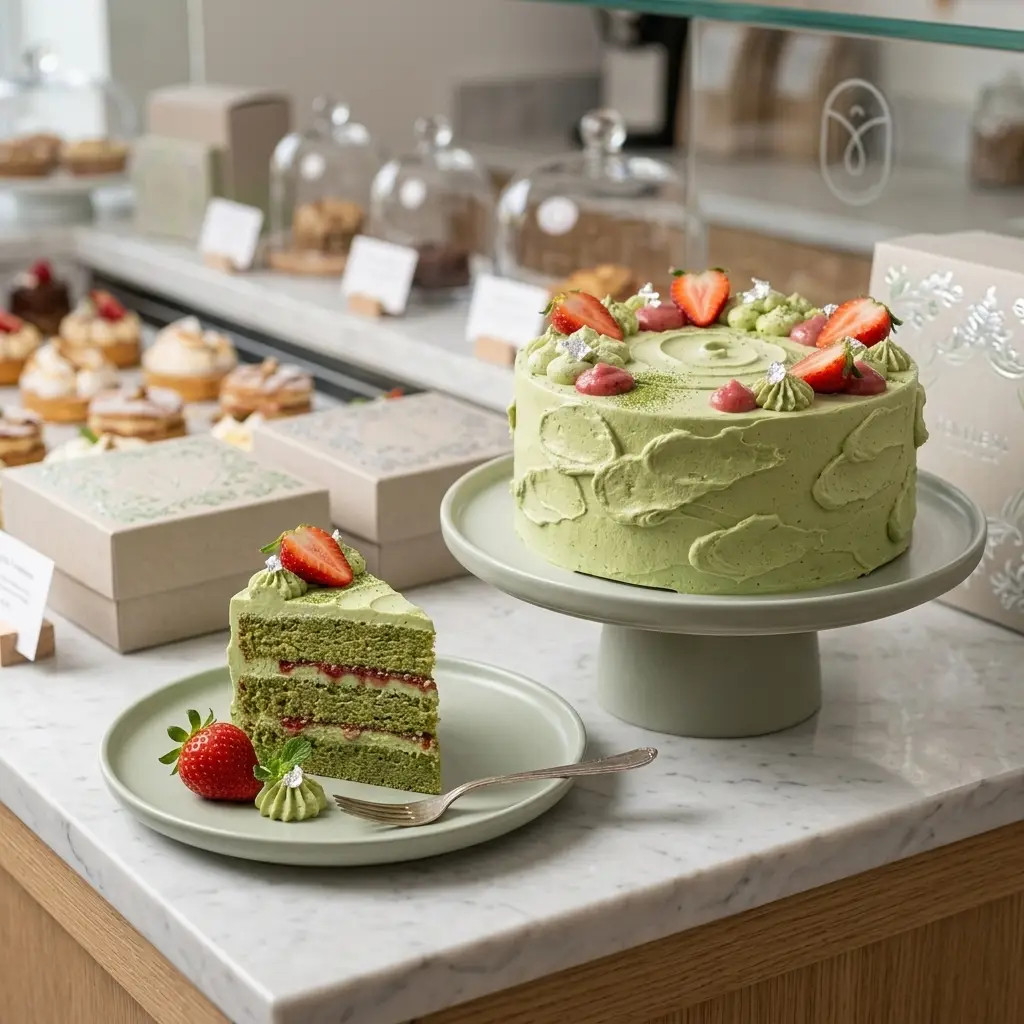 Matcha Strawberry Silver Cloud Cake - View 4