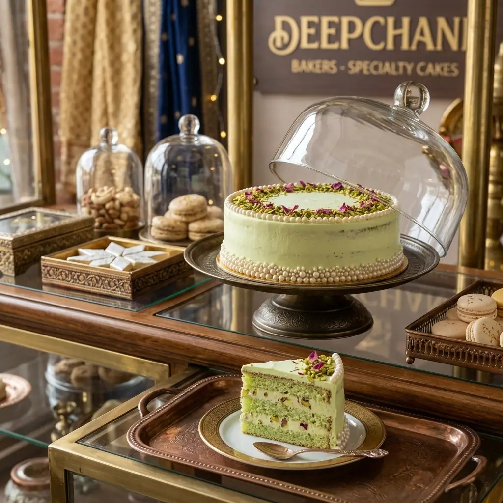 Pistachio Rose Rasmalai Pearl Cake - View 4