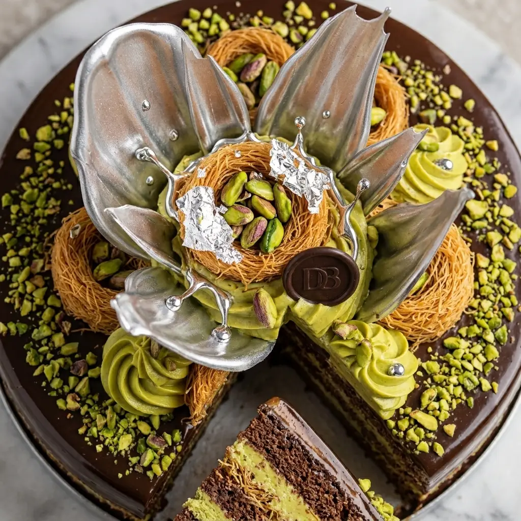 Kunafa Pistachio Chocolate Chrome Cake - View 2