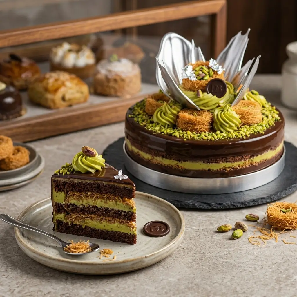 Kunafa Pistachio Chocolate Chrome Cake - View 4
