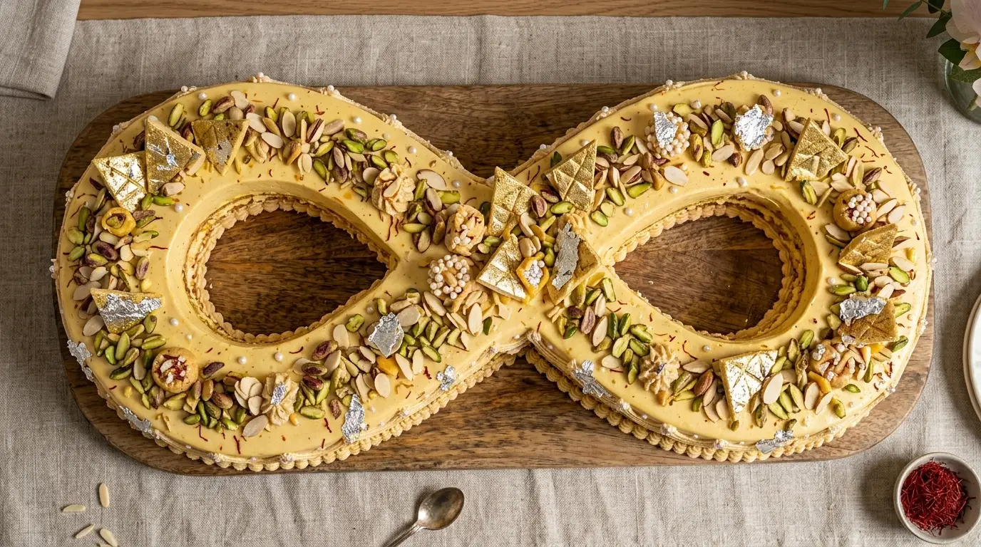 Saffron Barfi Infinity Cake - View 2