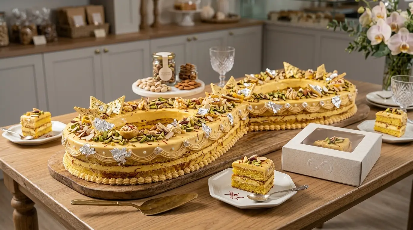 Saffron Barfi Infinity Cake - View 4